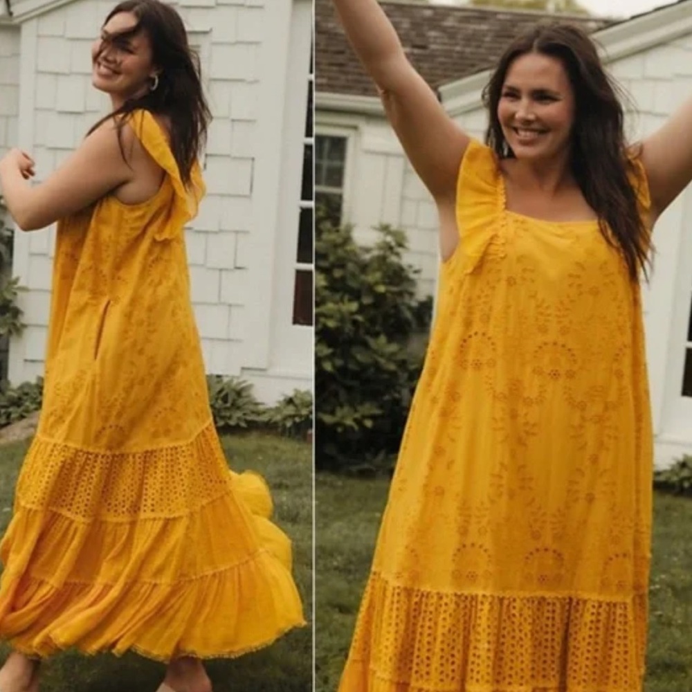 Anthropologie / Payal Jain Fallon Tiered Eyelet Ruffled Maxi Dress Z73